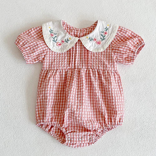 Red and White Checkered Romper