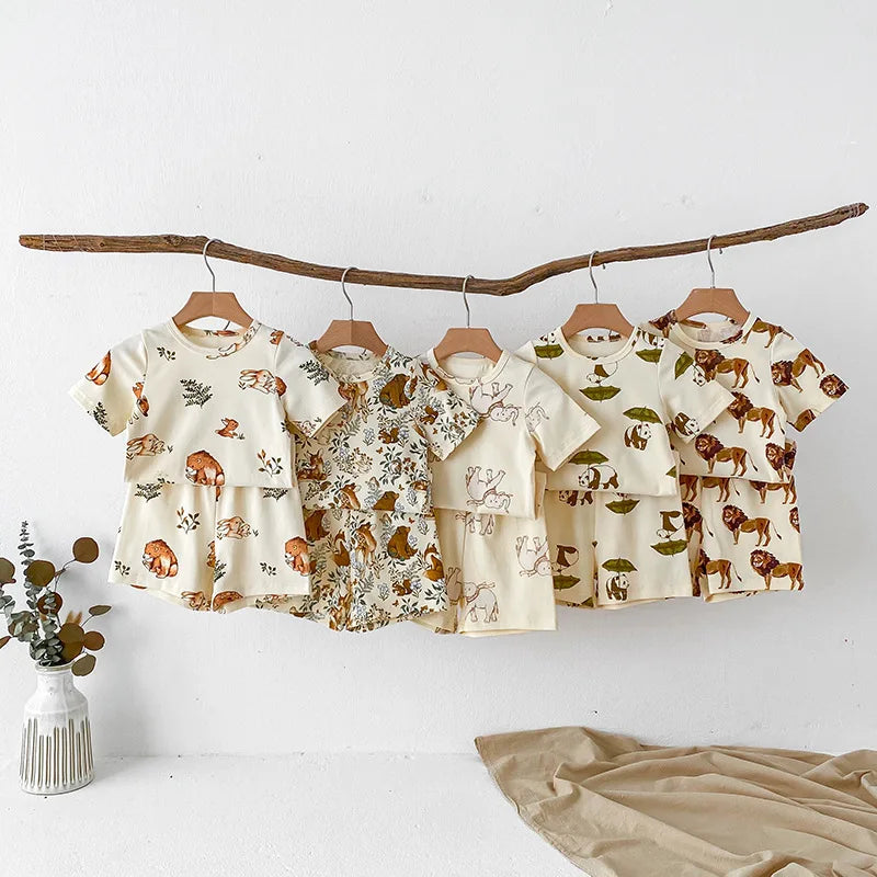 Little Animal Shirt & Shorts Pajama Set
