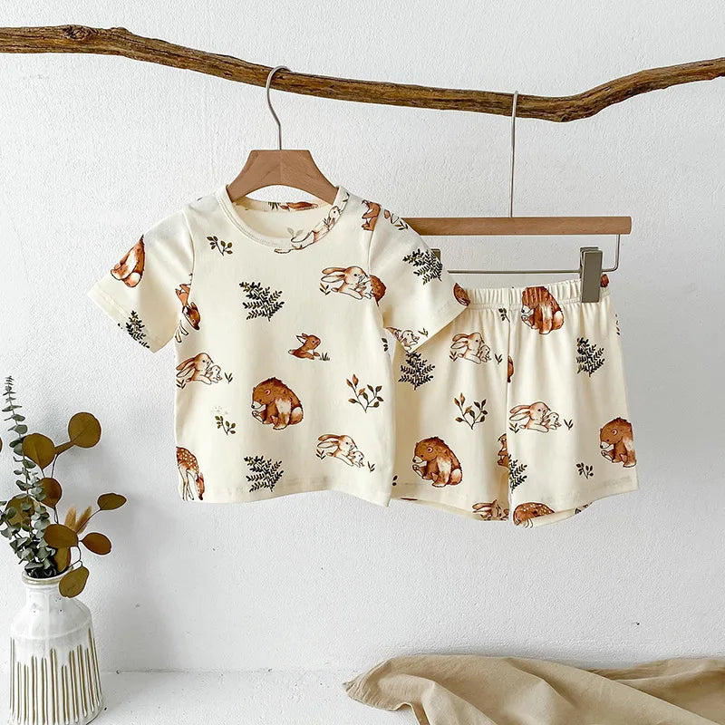 Little Animal Shirt & Shorts Pajama Set