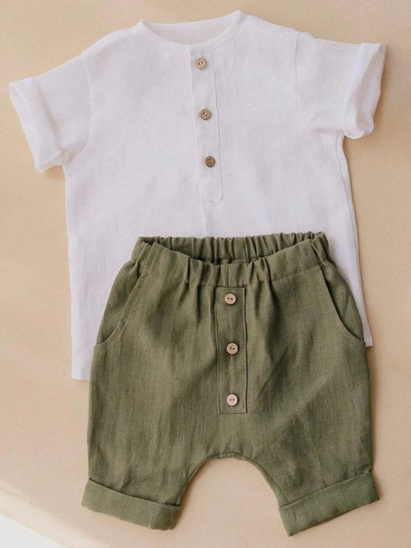 Soft Linen Shirt & Shorts Set