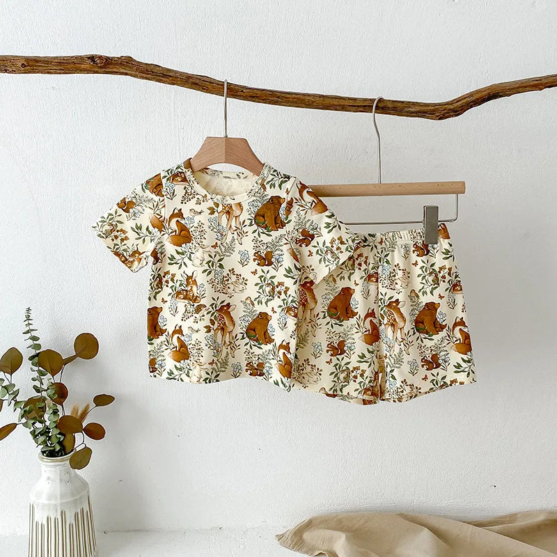 Little Animal Shirt & Shorts Pajama Set
