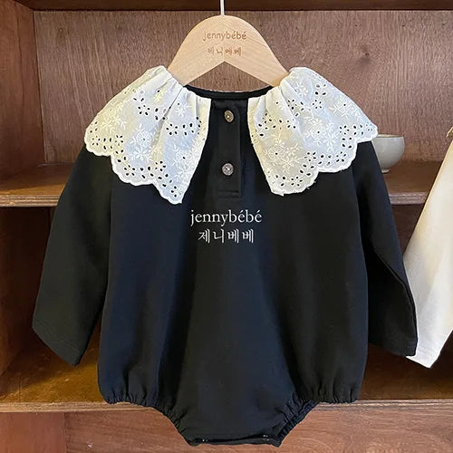 Lace-Collared Cotton Infant Romper