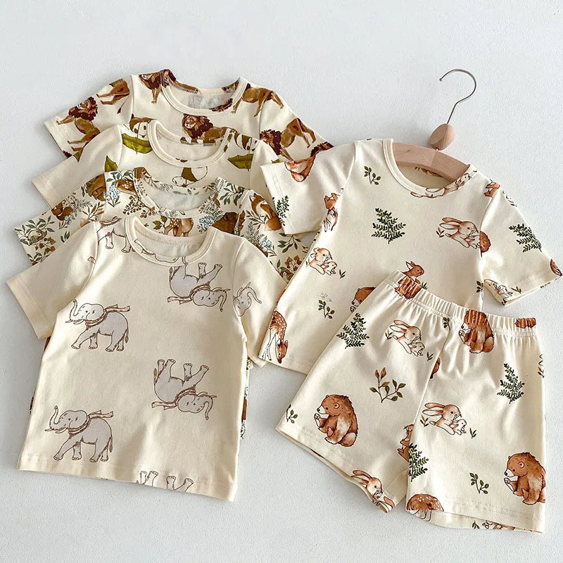 Little Animal Shirt & Shorts Pajama Set
