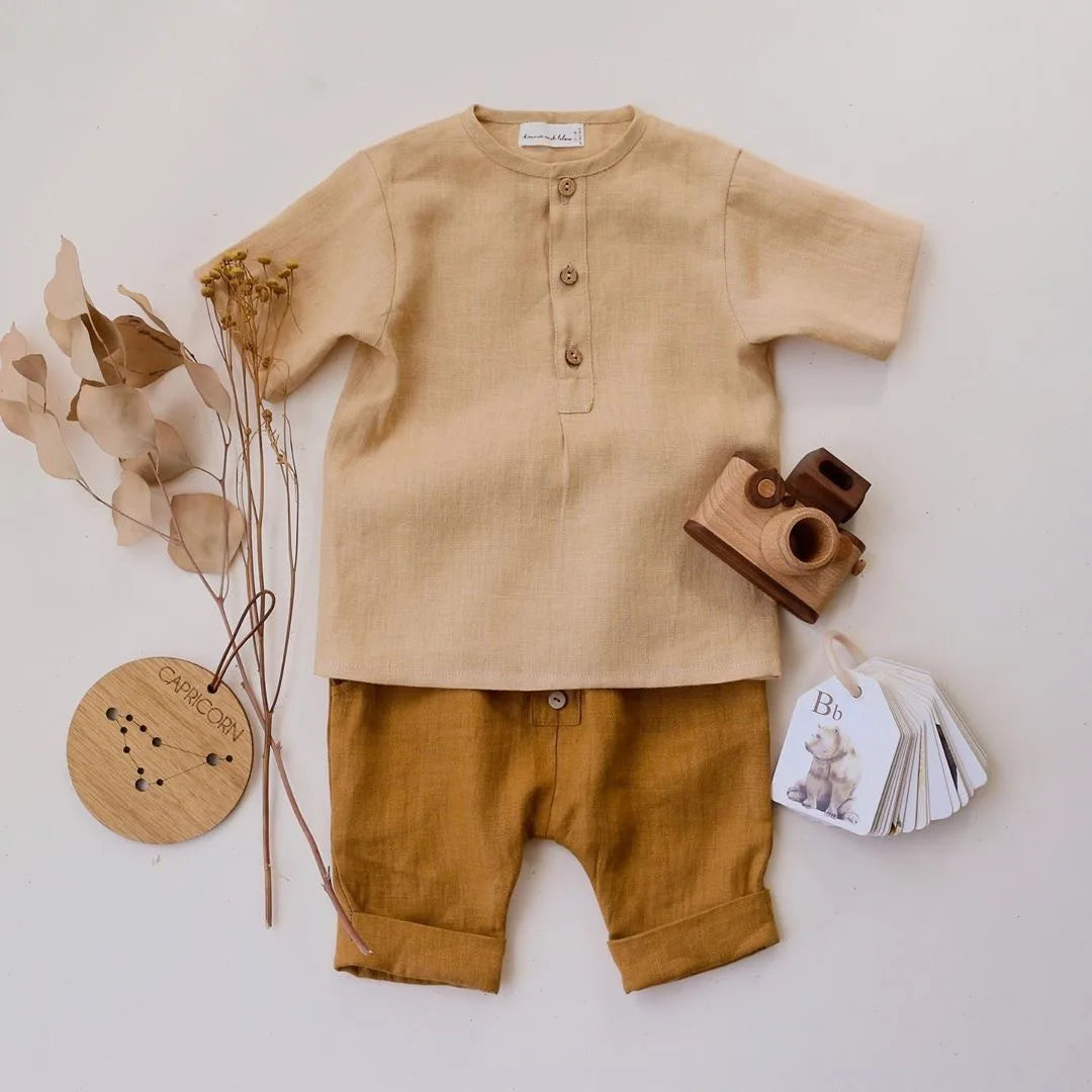 Soft Linen Shirt & Shorts Set