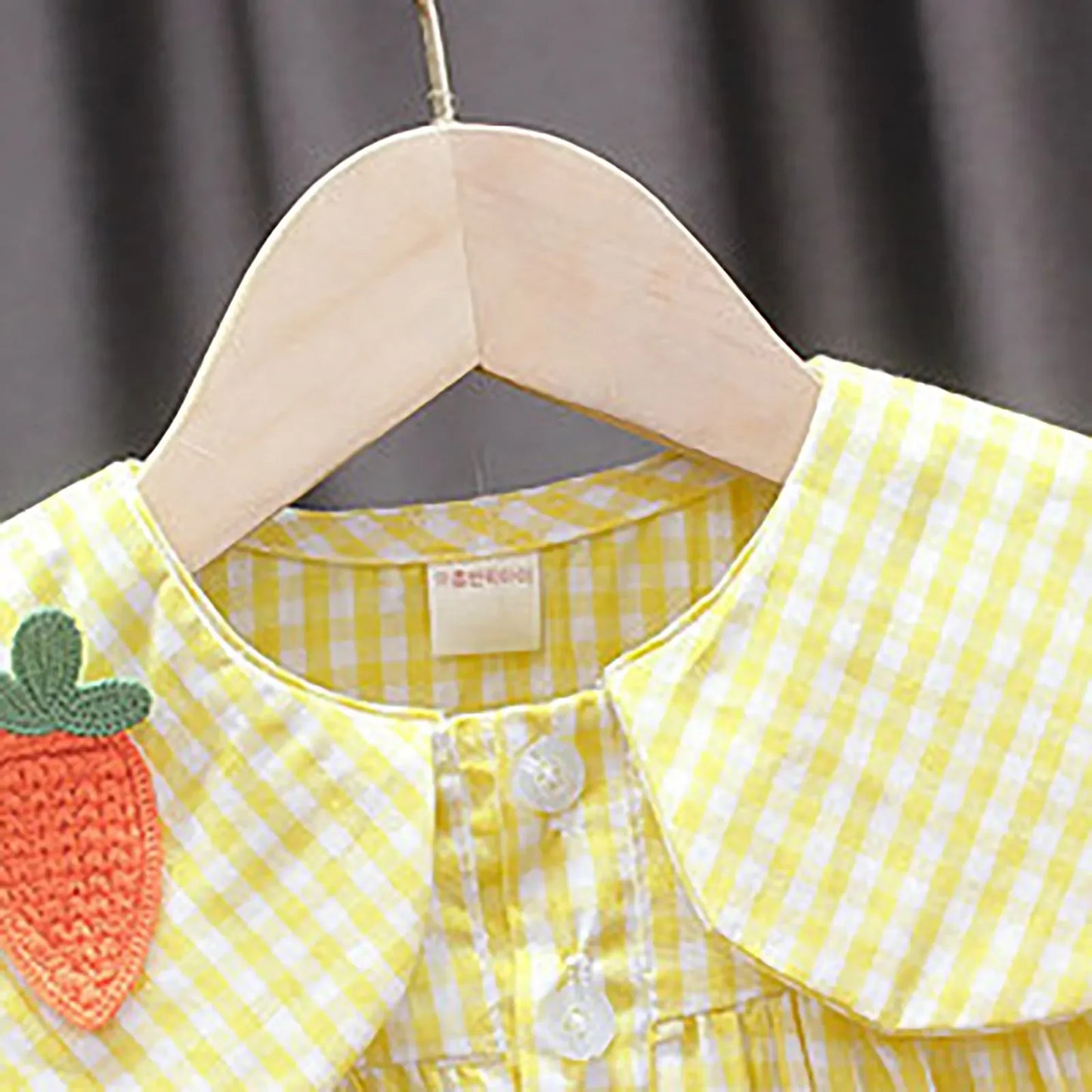 Cute Fruit Cotton Set - Plaid Top & Shorts