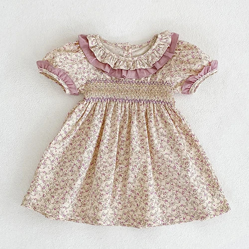 Floral Print Cotton Romper with Bow