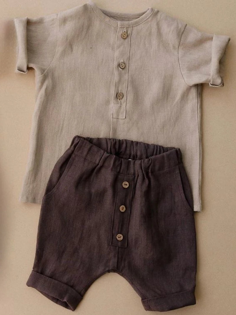 Soft Linen Shirt & Shorts Set