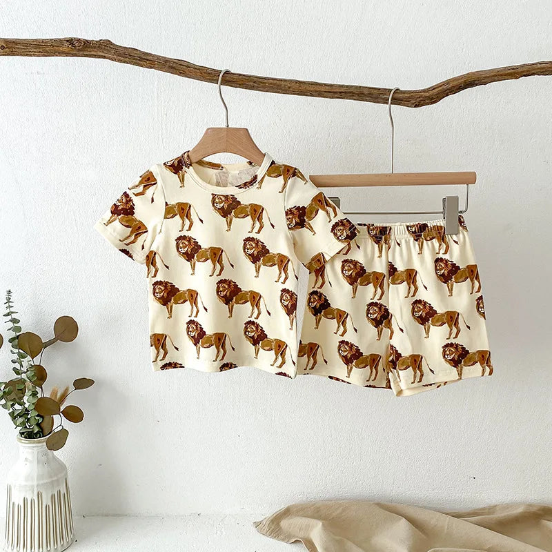 Little Animal Shirt & Shorts Pajama Set