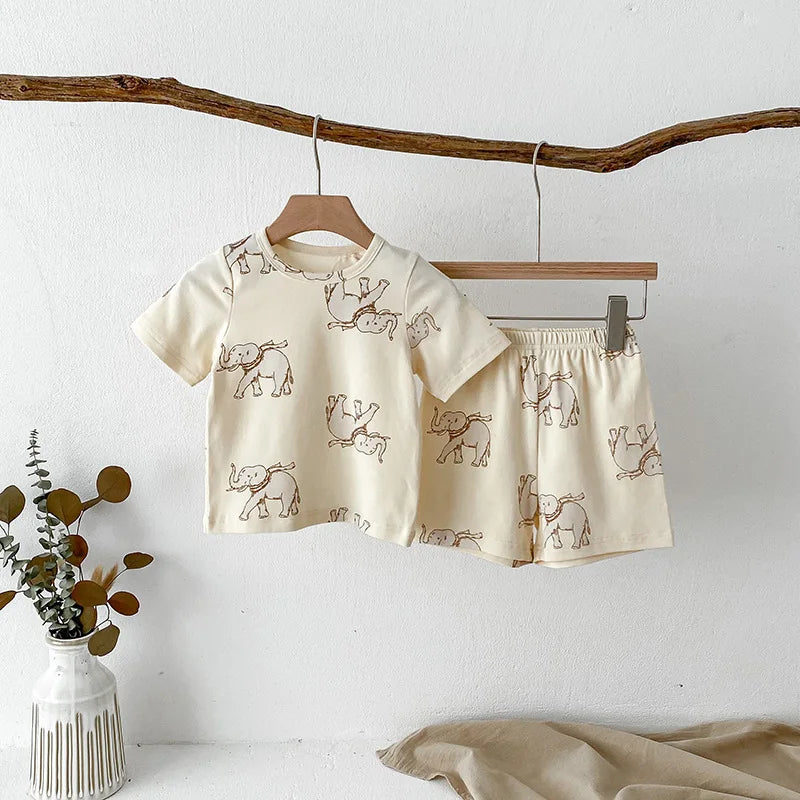 Little Animal Shirt & Shorts Pajama Set