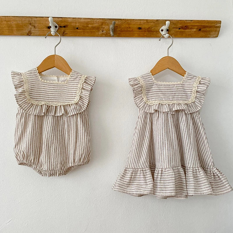 Pinstripe Cotton Baby Romper