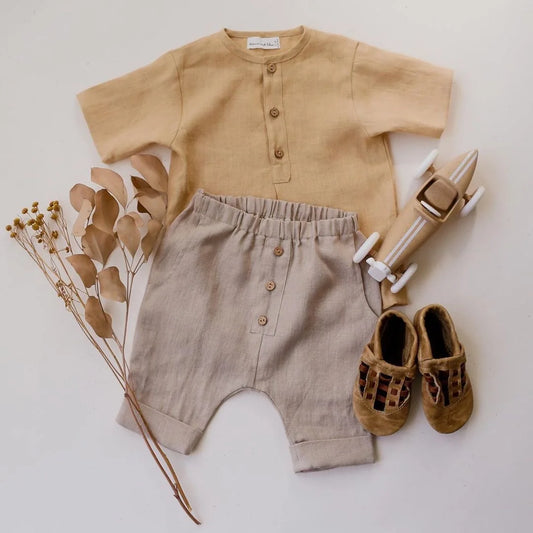 Soft Linen Shirt & Shorts Set