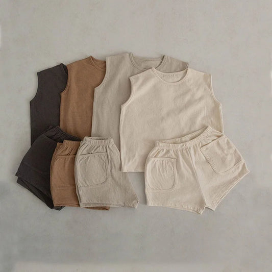 Summer Cotton Vest and Shorts Set