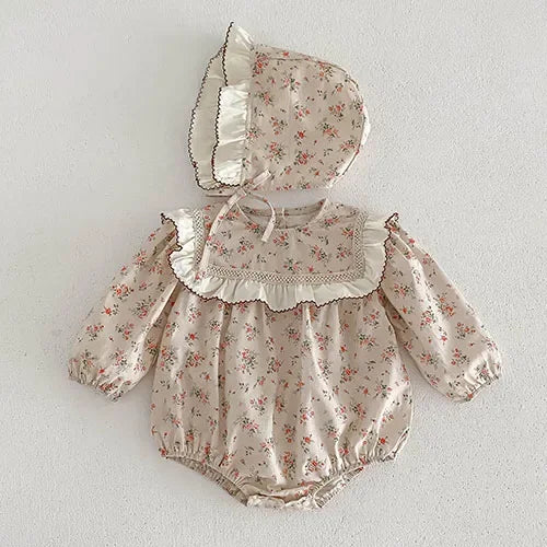 Spring Cotton Jumpsuit & Hat Set