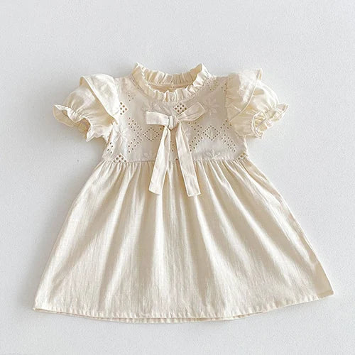 Lace Bow Cotton Party Dress