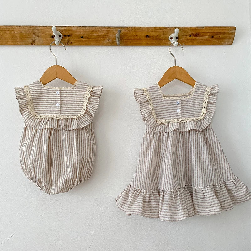 Pinstripe Cotton Baby Romper