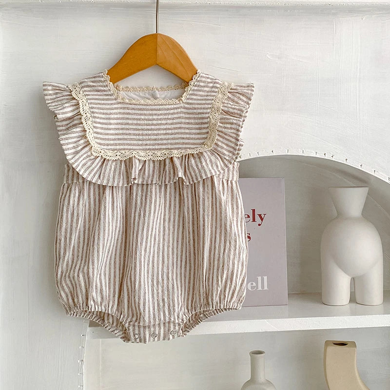 Pinstripe Cotton Baby Romper