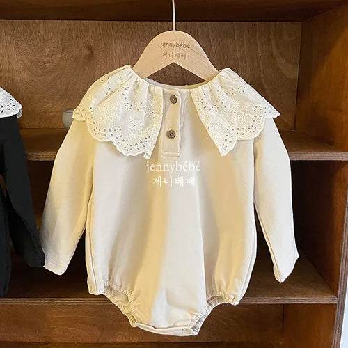 Lace-Collared Cotton Infant Romper
