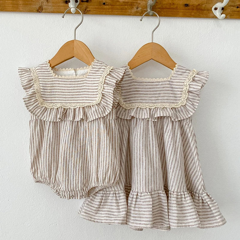 Pinstripe Cotton Baby Romper