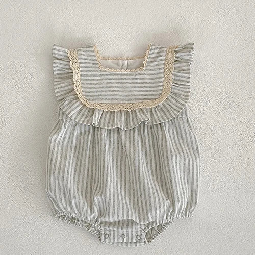 Pinstripe Cotton Baby Romper
