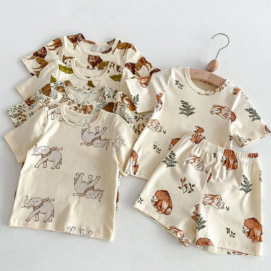 Little Animal Shirt & Shorts Pajama Set