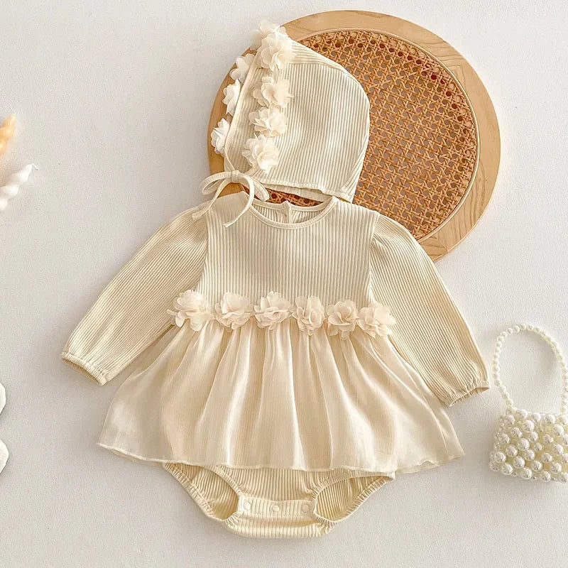 Spring Cotton Jumpsuit & Hat Set