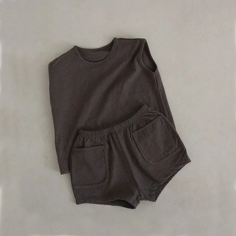 Summer Cotton Vest and Shorts Set
